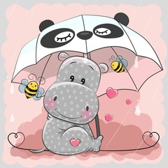 Cute Hippo with umbrella