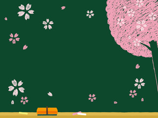 黒板　桜 © perori