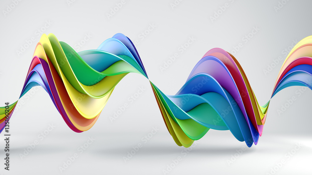 Poster rainbow spectrum twisted 3d shape