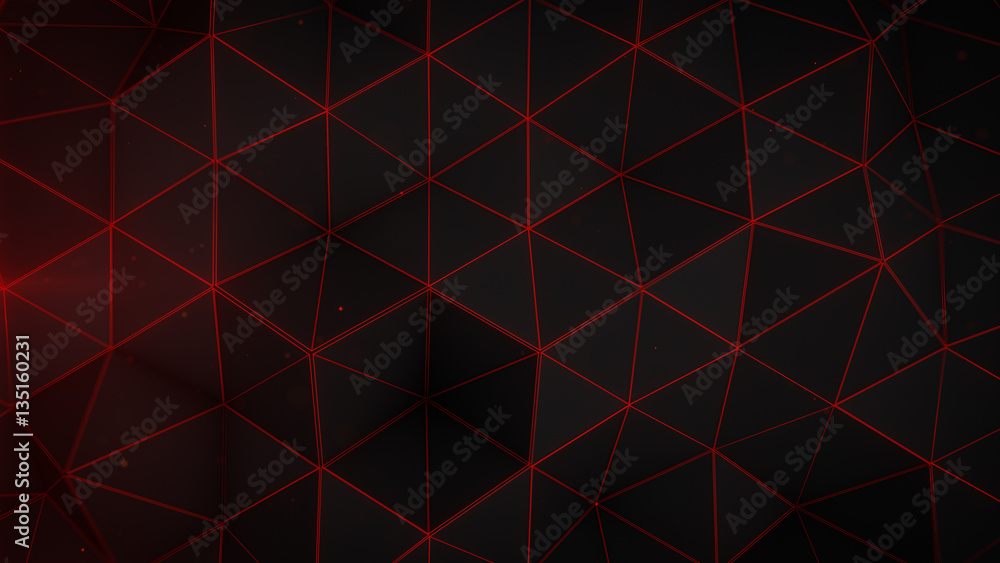 Poster glowing red triangle polygons background