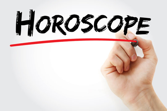 Hand writing Horoscope with marker, concept background