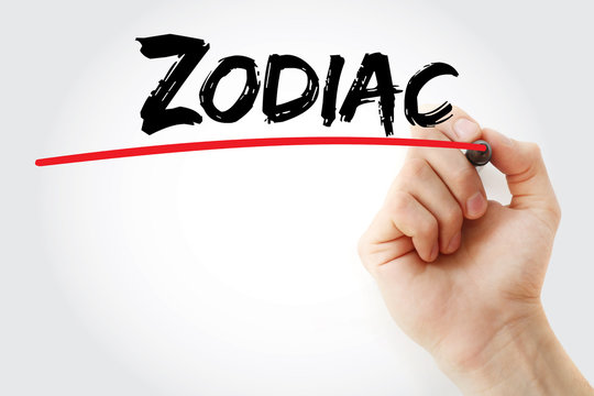 Hand writing Zodiac with marker, concept background