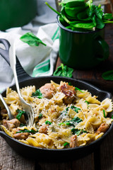 Farfalle  with Chicken Sausage.