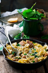 Farfalle  with Chicken Sausage.