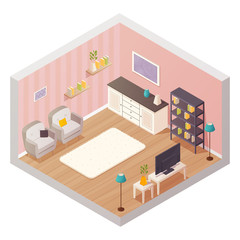 Living Room Isometric Interior