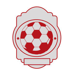 Fototapeta na wymiar monochrome heraldic with soccer ball contour red vector illustration