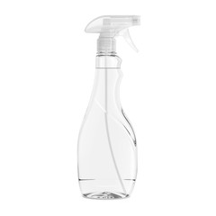 Mockup detergent bottle. Means for cleaning. White plastic bottle. Transparent plastic bottle.