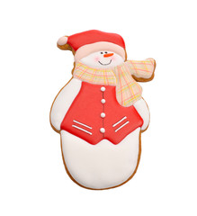 Snowman gingerbread. Isolated.