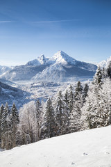 Watzmann mountain summit in winter, Bavaria, Germany