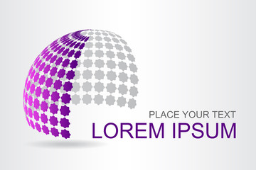 Logo stylized spherical surface with abstract shapes