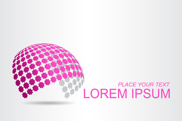 Logo stylized spherical surface with abstract shapes