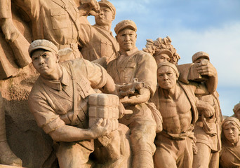 Red Army Statues at Mao's Mausoleum on Tiananmen Square, Beijing, China