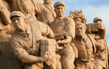 Red Army Statues at Mao's Mausoleum on Tiananmen Square, Beijing, China