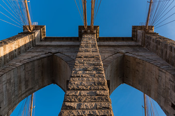 Prop of Brooklyn bridge with blue sky