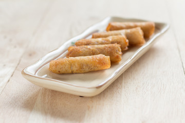 Deep fried spring rolls with pork stuffed