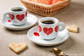 Cup of coffee and cookies.