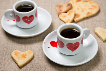 Cup of coffee and cookies.