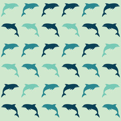 silhouette dolphin background right and ago blue