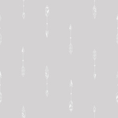 Seamless hand drawn geometric tribal pattern with arrows. Vector navajo design.