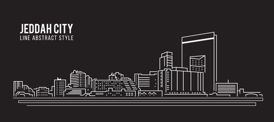 Cityscape Building Line art Vector Illustration design - Jeddah city