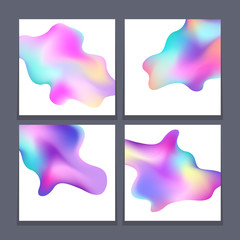 Colorful iridescent fluid shapes set for your design.