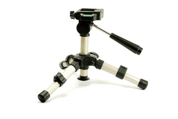 Black small tripod isolated on white