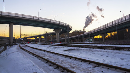 Fototapeta na wymiar Intersection of modern overpasses