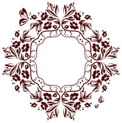 Monochrome frame floral ornament