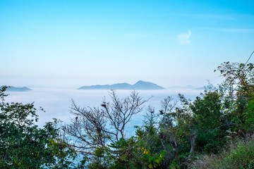 Beautiful mountains under mist at Phu Bo Bit, Loei, Thailand