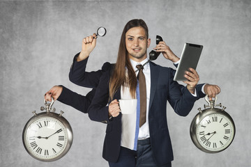 Business hybrid, combination of businessman and businesswoman