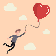 Man carries love to the seventh heaven of happiness