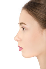 Naklejka premium Woman with a natural beauty makeup look - isolated over a white background