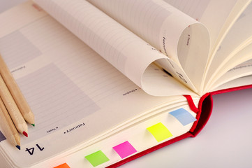 Valentines date in notebook and Heart of pages.