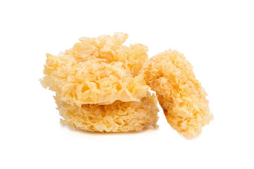 Chinese food tremella fuciformis white fungus isolated.