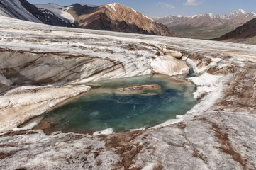 Landscape of mountains and glaciers in the sunny weather