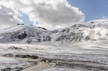 Landscape of mountains and glaciers in the sunny weather