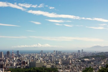 Fototapeta na wymiar 山から見下ろす神戸の風景 the view of Kobe city from Mt. Rokko