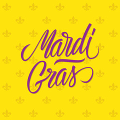 Mardi Gras calligraphic lettering design card template. Creative typography for holiday greetings. Vector illustration.