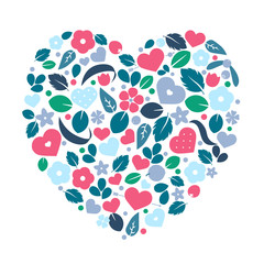 Vector flat background, pattern design with hearts.