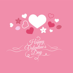 Vector flat background, pattern design with hearts.