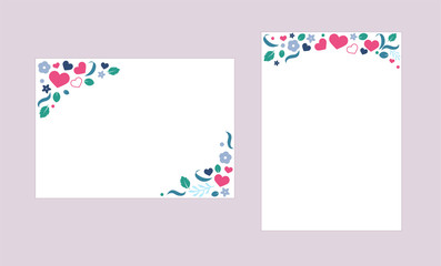 Vector flat background, pattern design with hearts.