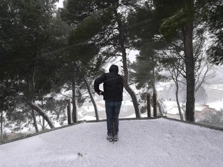 photographer at work under the snowstorm