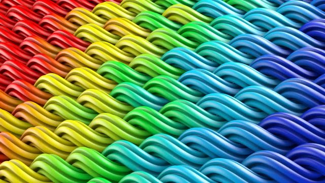 Colorful curles ornament. Abstract background. Computer generated seamless loop 3D animation 4k UHD (3840x2160)
