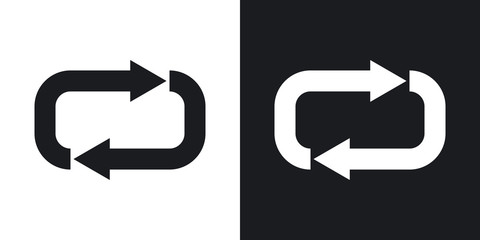 Vector repeat icon. Two-tone version on black and white background