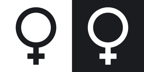 Vector female sex symbol. Two-tone version on black and white background © RealVector