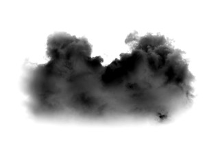 Black cloud or smoke on white background