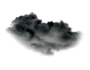 Black cloud or smoke on white background