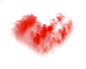 Clouds or red smoke on white background