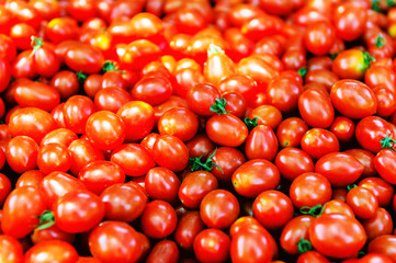 Freshly harvested tomatoes on farm market