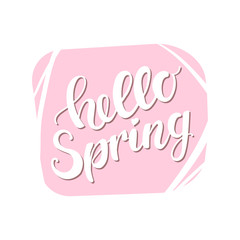 Hello Spring Lettering on background. Vector typography